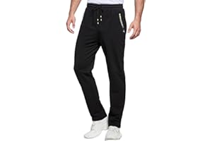 ZOXOZ Pantaloni Sportivi Uomo Cotone con Tasche Zip Elastico in Vita con Coulisse