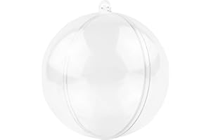 MIKAILE 20 Piezas Bolas de Navidad Transparentes 8CM, Rellenables Bolas de Plastico Decoraciones, Bricolaje Bolas Navideños para Navidad el Árbol Navidad Fiesta