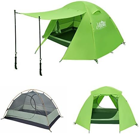 2-Two Person Backpacking Tent 3 Season Lightweight Waterproof Ultralight Two Doors Double Layer Aluminum Rod for Camping Hiking Traveling Hunting Climbing - Easy Set Up (Green)