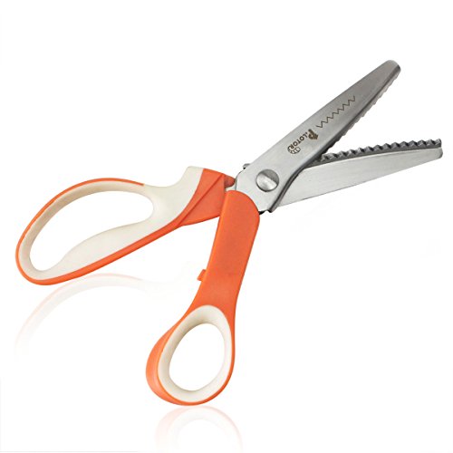 Zackenscheren, P.LOTOR Stoffschere Zickzackschere für Stoffe Schneiderschere mit Komfortgriff 24cm/9,3 Inches(Gezähnt-Orange) - 8