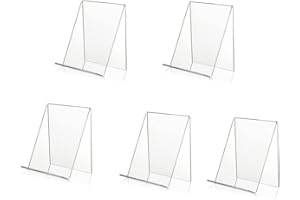 WANFOOU 5PCS Estantería de acrílico transparente, Soporte de libro de acrílico transparente,para mostrar imágenes, obras de arte,libros, hojas de música, cuadernos, CD, etc.