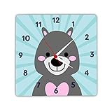 Designer Panda, Cute Bear Printed Light Weight Wall Clock for Kids Room Decor 8 inches