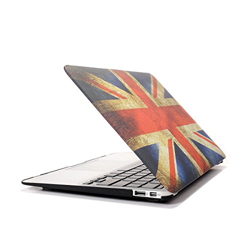 HASESS Jahrgang Union Jack Muster Matte Gummi Coated Harte Schale Case Abdeckung für 13-Zoll MacBook Air 13.3″ A1369 A1466 + Klar TPU Tastatur Abdeckung + Klar LCD-Schirm-Schutz – UK Flaggege - 8
