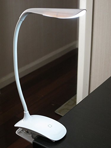 Lampe de Bureau LED Rechargeable à Pince Blanc, Veilleuse Led Lumière Tactile, 3 niveaux de luminosité au choix, protection des yeux 