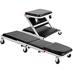 Chariot de garagiste Dirty Pro Tools - 119,4 cm - 2 en 1 - En acier, pliable, 7 roulettes - Pour mécanicien et garagiste