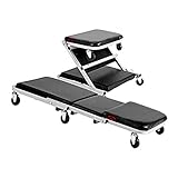 Chariot de garagiste Dirty Pro Tools - 119,4 cm - 2 en 1 - En acier, pliable, 7 roulettes - Pour mécanicien et garagiste