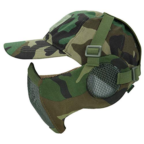 Aoutacc Airsoft Masque en Maille avec Protection auditive et Casquette de Baseball réglable pour CS/Chasse/Paintball/Shooting, WL