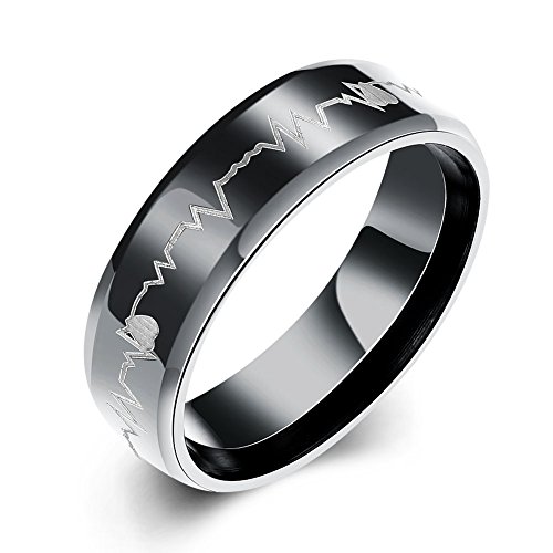 YAZILIND Fashion Jewelry Exquisite Air Waves Shape Titanium Steel Rings for Mens Size T1/2