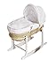 Cuddles Collection Dimple Moses Basket on Rocking Stand (White)