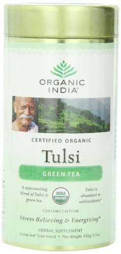 Loose Leaf Tulsi Blend, Green Tea, 3.5 oz (100 g) - Organic India - Qty 1