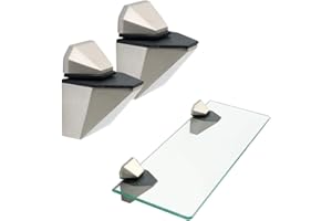AWEN 2pcs Soporte de estante de vidrio de pared Soporte de estante de vidrio ajustable Soporte de vidrio Soporte de madera, vidrio de espesor adaptable de 5-18 mm…