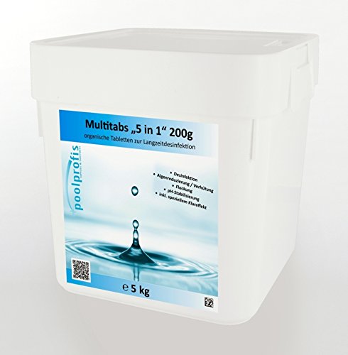 10 kg (2 x 5 kg) Chlor Multitabs 5 in 1 Multi Tabs Pool 200g
