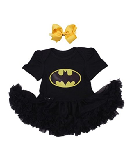 Yunchuan Baby Girls Super Hero Supergirl Batgirl Costume Tutu Dress (XL, Black)