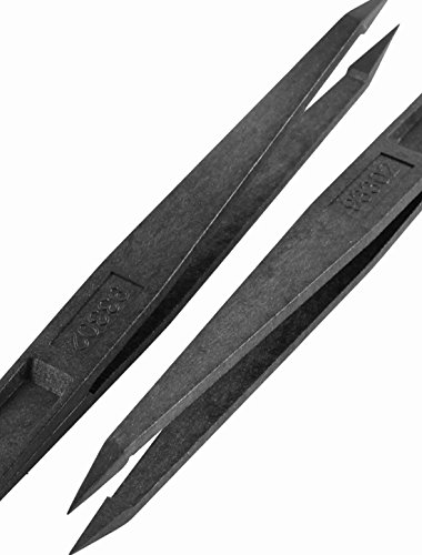Spitz zulaufend Spitze Anti-Statik-Gerade Kunststoff-Pinzette Schwarz 5 Stück - 3