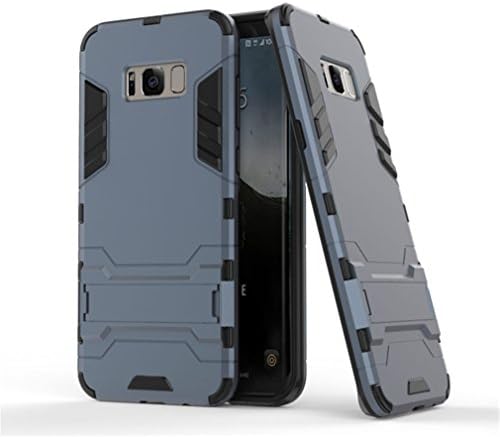 Samsung Galaxy S8 Case, MHHQ [Slim Fit] [Kickstand Feature] Hybrid Dual Layer Armor Defender Full Body Protective Case Cover for Samsung Galaxy S8-Black Plus Gray