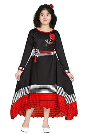 ULTRA TREND Girls Cotton Lycra Blend Maxi/Full Sleeve Gown Party Dress