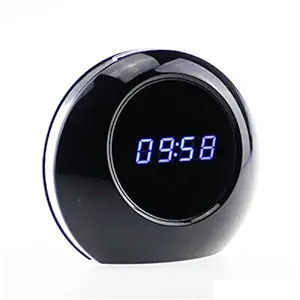 CAM 360 HD 720P Mini Lens Audio Video Recording Digital Alarm Round Clock DVR Spy Camera PC Cam with Remote Control Operating - 32 GB Memory Supportable (Not Included)