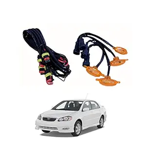 PRIKNIK LED Grille Lights Amber Yellow Grill Led with Fuse Adapter Wiring Harness Kit (4PCS, Amber Shell with Amber Light) Compatible with Corolla Altis