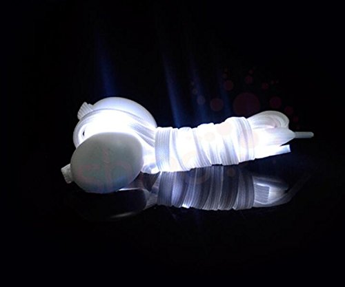 2 Paire LED Lacets Lumineux, LaiXin Flash Shoe Laces LED Nylon Glowing Flash nuit pour Fête Festivals anniversaire Cyclisme Disco Clubs Danse Jeu Night Running Cycling, Blanc, 120cm
