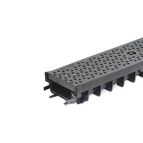 4m Entwässerungsrinne Terrassenrinne Stegrost Kunststoff komplett SET, System A15 70mm, Schwarz Decor, NEUHEIT Rinne mit integrierter Dichtung Klick System - 2