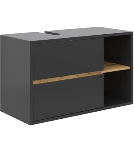 vidaXL Badkamerkast Zwart eiken 33 x 33 x 185,5 cm Bewerkt hout, Moderne Badkamerkast, Compact Ontwerp, Slimme Opberging, Rechthoekige Wandplank, Trendy Organisatie Meubel