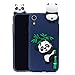 Produktbild Everainy iPhone XR Silikon Hülle 3D Panda Muster Ultradünn Hüllen Handyhülle Gummi Kompatibel für iPhone XR Schutzhülle Stoßfest TPU Gel Stoßstange Cover (Dunkelblau 1)