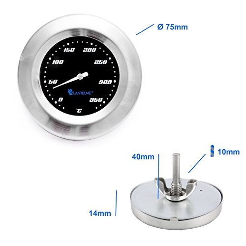 Thermometer für Grill / Smoker / Räucherofen / Grillwagen . Analog / Bimetall / Edelstahl . BBQ Grillzubehör Modell Lantelme Racing Black Edition - 4