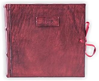 Photo Album Bound in Leather, Bordeaux, H20xL20, Leather Collection, Hand Made in Italy by Legatoria Toscana, Tuscan Handcrafted