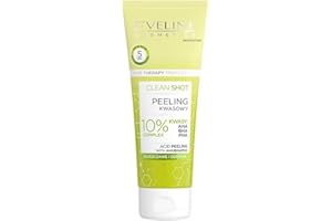 ‎EVELINE COSMETICS Eveline Cosmetics Profesjonalna terapia twarzy Clean Shot peeling kwasowy z kompleksem 10% AHA, BHA i PHA – wegański peeling dla gładkiej i promiennej skóry