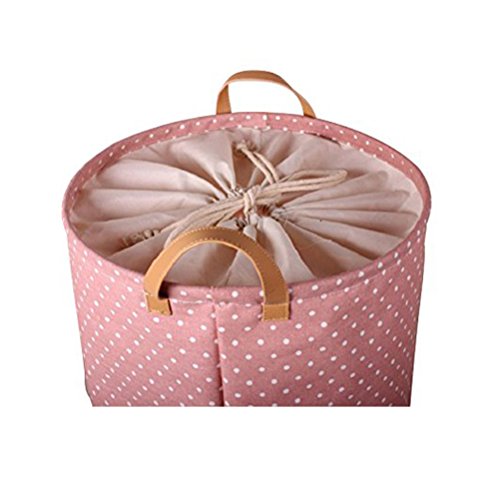 Inwagui Runde Wäschekorb Hamper Aufbewahrungstasche Wäschesack Wäschekorb Wäschesammler Halter wäschebox mit Deckel-Rosa - 3
