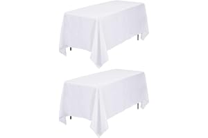 Kapwall 2 Pack White Tablecloth - 60X102Inch (152x260cm) Polyester Rectangle table cloth For 6 Foot Table in Washable Stain and Wrinkle Resistant - Great For Wedding, Restaurant, Party, Banquet.