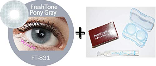 Lente de contacto de color Pony Gray 1 tonos freshtone® + Avizor Solution multifunción para lente 10 ml + Kit de almacenaje color aleatorio, caja incluye cortador y aplicador .12 meses sin Correction
