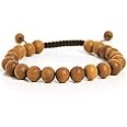 EDMIRIA Sandalwood Chandan Round Beads Yoga Meditation Handmade Elastic Stretchable Bracelet for Men and Women