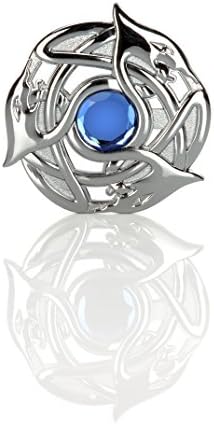Celtic Serpent Plaid Brooch in Polished Chrome with Variety Stone Centre