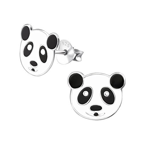 Laimons Mädchen Kids Kinder-Ohrstecker Ohrringe Kinderschmuck Pandabär panda Bär schwarz weiß süß aus Sterling Silber 925 – Bild 3