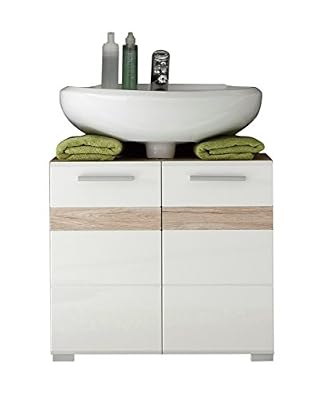 Maisonnerie 1336-301-96 Meuble sous Lavabo Chêne de San Remo Claire Blanc Ultrabrillant LxHxP 60 x 56 x 34 cm