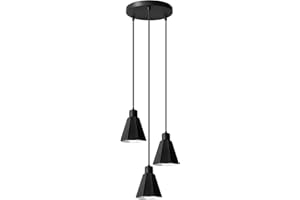 BBHome 3 Luci Lampadario a Sospensione Moderno, E27 Lampade a sospensione Industrial in Metallo, Lampada da Soffitto Retrò da Sala da Pranzo, Lampade a Sospensione per Cucina Salotto Cameretta, Nero