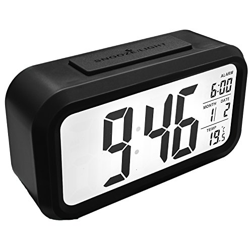 Digital Wecker Reisewecker Digitaluhr großem LED Display Lichtsensor Datumsanzeige snozze Temperaturanzeige Farbe Schwarz