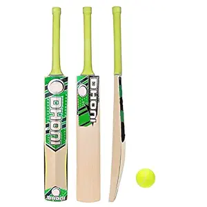 SMRT Junior Cricket Bat with Free Ball for Boys & Kids Size Variation (Sticker multibrands) 3-5 Year