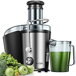 Centrifugeuse Extracteur de Jus, Aicok 800W Centrifugeuse avec 75MM Large Bouche pour Fruits et Légumes, Acier Inoxydable de Qualité Alimentaire, Anti-Goutte, Silencieux et Antidérapants, Sans BPA