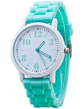 FEITONG Mode Damenuhr Sport Silikon Band Quarz Uhren Armbanduhr Minzgrün