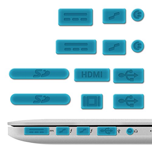 kwmobile 12in1 Set: 12er Staubschutz Set für Apple MacBook Pro 13" 15" Retina / Air 11" 13" (ab Mitte 2011) - Staubschutz Stecker Zubehör Dust Plug in Blau