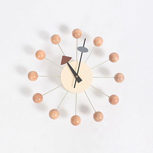 HHYS Nelson Ball Clock Wooden Balls Aluminum Holder Atomic Ball Wall Candy Clock Wood Color F103