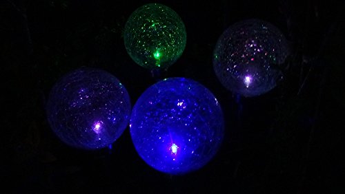 4er Set LED Solar Gartenleuchte mit Erdspieß – praktischer 4er Set Solar Gartenleuchten Kugel Leuchten Kugel Garten Beleuchtung – hochwertige Premium Solar Lampen mit 2 LEDs, weiß oder Farbwechsel auswählbar – Kristall Edelstahl Echtglas Kugel 12 cm Durchmesser – Premium Kugelleuchten aus Edelstahl und Echtglas im Kristalldesign – stilvolle und wunderschöne Gartenleuchte, wahlweise weiß oder Farbwechsel auswählbar - 7