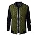 Produktbild Swallowuk Fliegerjacke Damen Casual Bomberjacke Baumwolle Kurzjacke Oberteil Motorrad Jacke Fliegerjacke Steppmantel Mantel Coat Outwear mit Reißverschlüssen (S, Grün)
