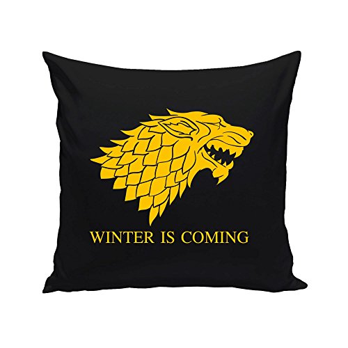40x40cm schwarze Dekokissen mit Füllung Game of Thrones Schattenwolf, schwarz-silber - 4