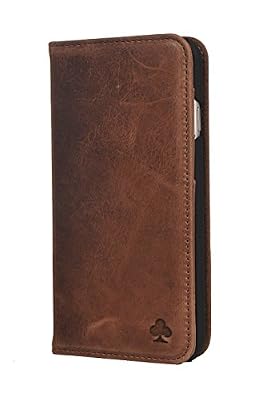 Porter Riley - Coque pour iPhone 8 Plus/iPhone 7 Plus. Housse Premium en Cuir véritable avec Socle Rabattable/Coque/Etui/Portefeuille (Brun Chocolat)