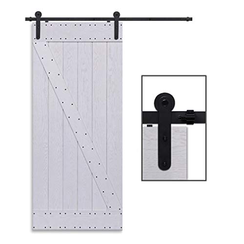 CCJH 6.6FT-200cm Herraje para Puerta Corredera Kit de Accesorios para Puertas Correderas Rueda Riel Juego para Una Puerta de Madera