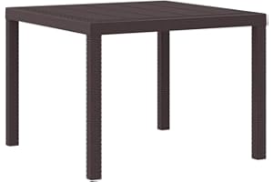 vidaXL Table de Jardin Marron 100 x 100 x 73 cm polyrotin, Table rectangulaire en Acier Moderne, Grande pour Jardin et terrasse, Meuble d'extérieur résistant !