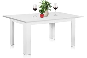 Shally Dogan Tavolo Allungabile Sala da pranzo Bianco da 110 x 70 cm a 150 x 70 cm, Design Moderno, Estensibile Salvaspazio, Ideale per Sala Pranzo, Soggiorno, Cucina, Arredamento Interno, (Bianco)